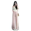 Pink wide-leg pants for women, high-waisted and slimming casual pants, new summer style Item Picture